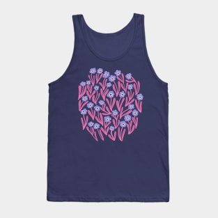 Cute minimalist ditsy flowers in blue and pink Tank Top